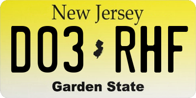 NJ license plate D03RHF