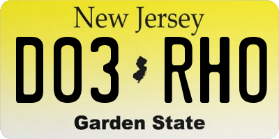 NJ license plate D03RHO