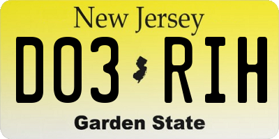 NJ license plate D03RIH