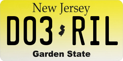 NJ license plate D03RIL