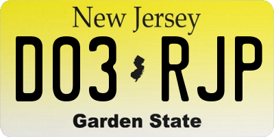 NJ license plate D03RJP