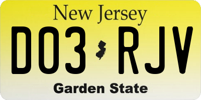 NJ license plate D03RJV