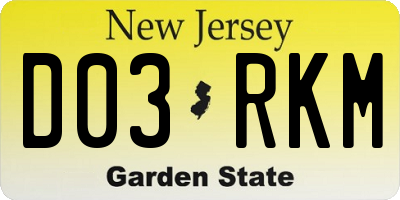 NJ license plate D03RKM