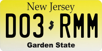 NJ license plate D03RMM