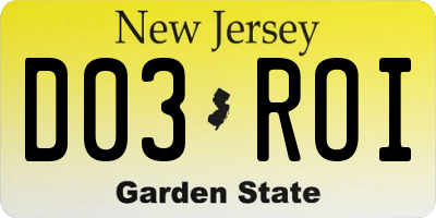 NJ license plate D03ROI
