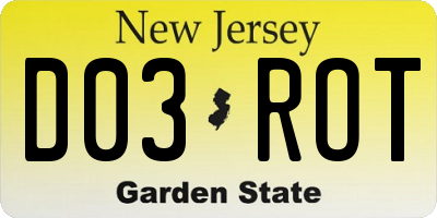 NJ license plate D03ROT