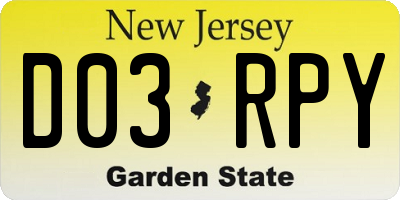 NJ license plate D03RPY