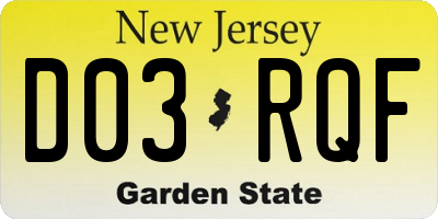 NJ license plate D03RQF