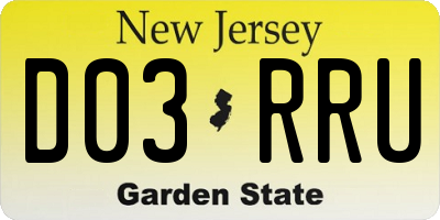 NJ license plate D03RRU