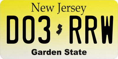 NJ license plate D03RRW