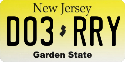 NJ license plate D03RRY