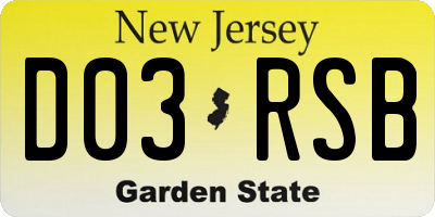 NJ license plate D03RSB