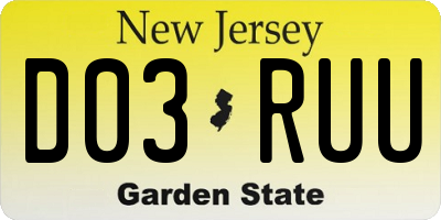 NJ license plate D03RUU