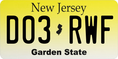 NJ license plate D03RWF