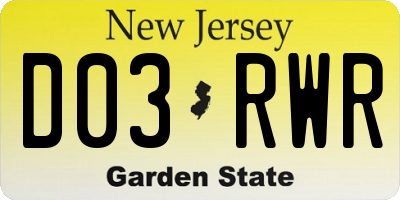 NJ license plate D03RWR