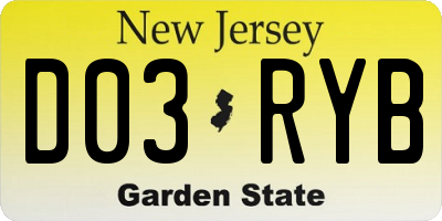 NJ license plate D03RYB