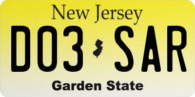 NJ license plate D03SAR