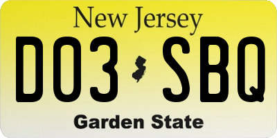 NJ license plate D03SBQ