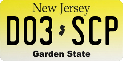 NJ license plate D03SCP