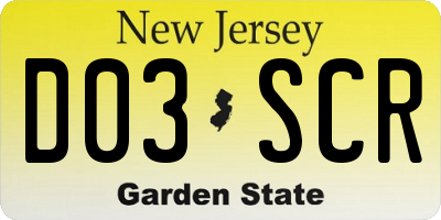 NJ license plate D03SCR