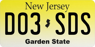 NJ license plate D03SDS