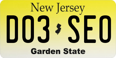 NJ license plate D03SEO