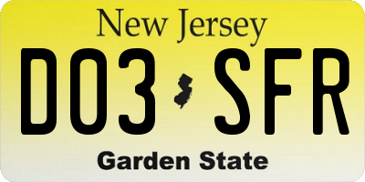NJ license plate D03SFR