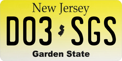 NJ license plate D03SGS