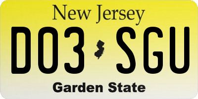 NJ license plate D03SGU