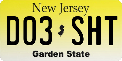 NJ license plate D03SHT