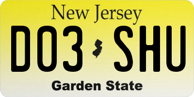 NJ license plate D03SHU