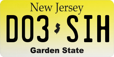 NJ license plate D03SIH