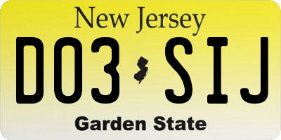 NJ license plate D03SIJ