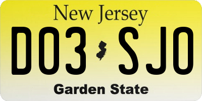NJ license plate D03SJO