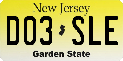 NJ license plate D03SLE