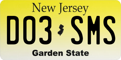 NJ license plate D03SMS