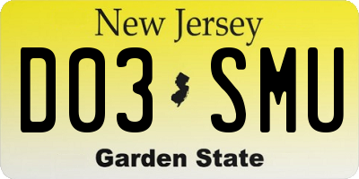 NJ license plate D03SMU