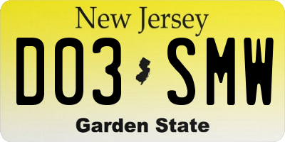 NJ license plate D03SMW