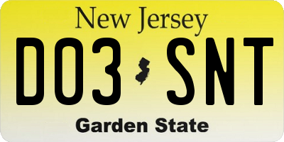 NJ license plate D03SNT