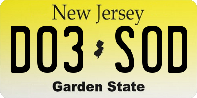 NJ license plate D03SOD