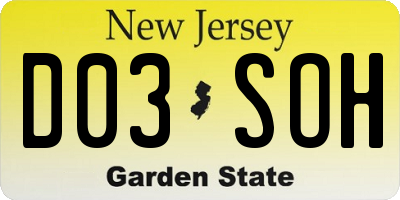 NJ license plate D03SOH