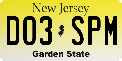 NJ license plate D03SPM