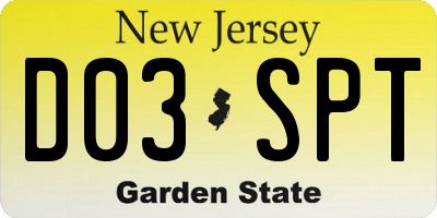 NJ license plate D03SPT