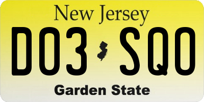 NJ license plate D03SQO