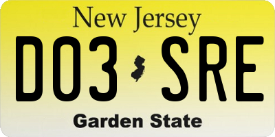 NJ license plate D03SRE