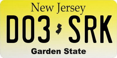 NJ license plate D03SRK
