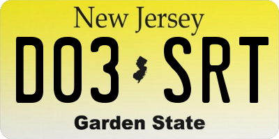 NJ license plate D03SRT