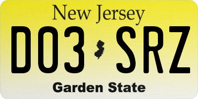 NJ license plate D03SRZ