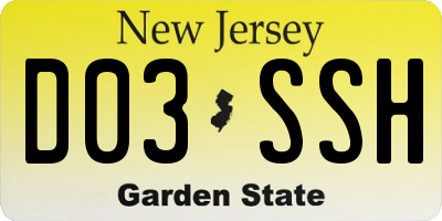 NJ license plate D03SSH