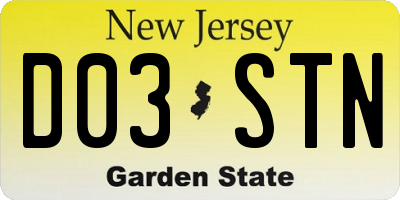 NJ license plate D03STN